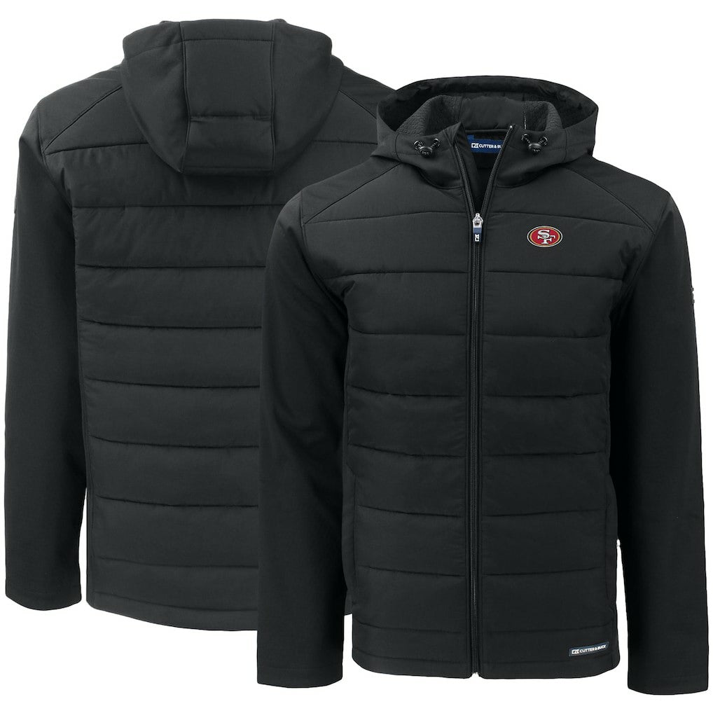 San Francisco 49ers Cutter & Buck Evoke PrimaLoft Hybrid Eco Softshell Recycled Full-Zip Hooded Jacket - Black cheap