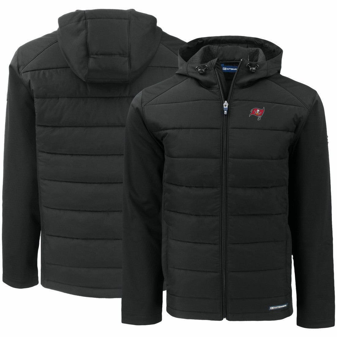 Tampa Bay Buccaneers Cutter & Buck Evoke PrimaLoft Hybrid Eco Softshell Recycled Full-Zip Hooded Jacket - Black sale