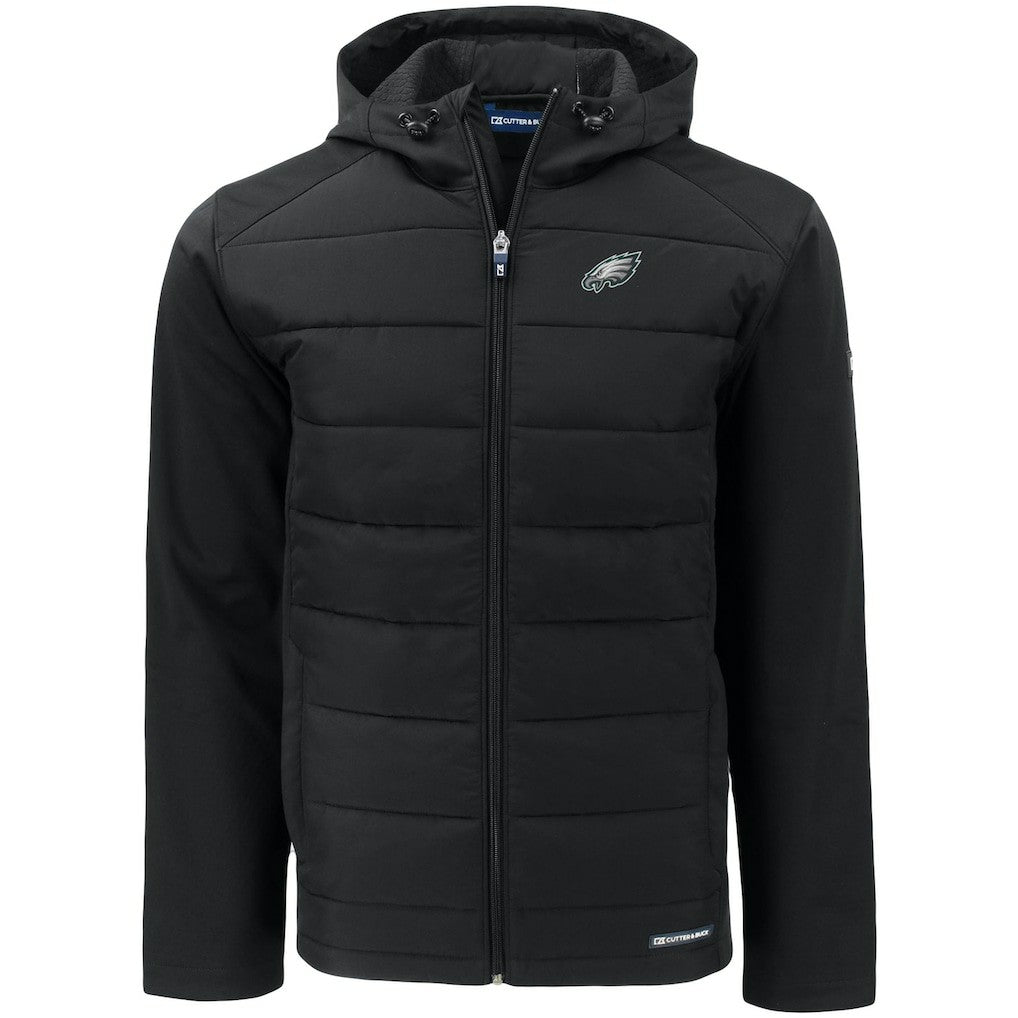 Philadelphia Eagles Cutter & Buck Evoke PrimaLoft Hybrid Eco Softshell Recycled Full-Zip Hooded Jacket - Black online