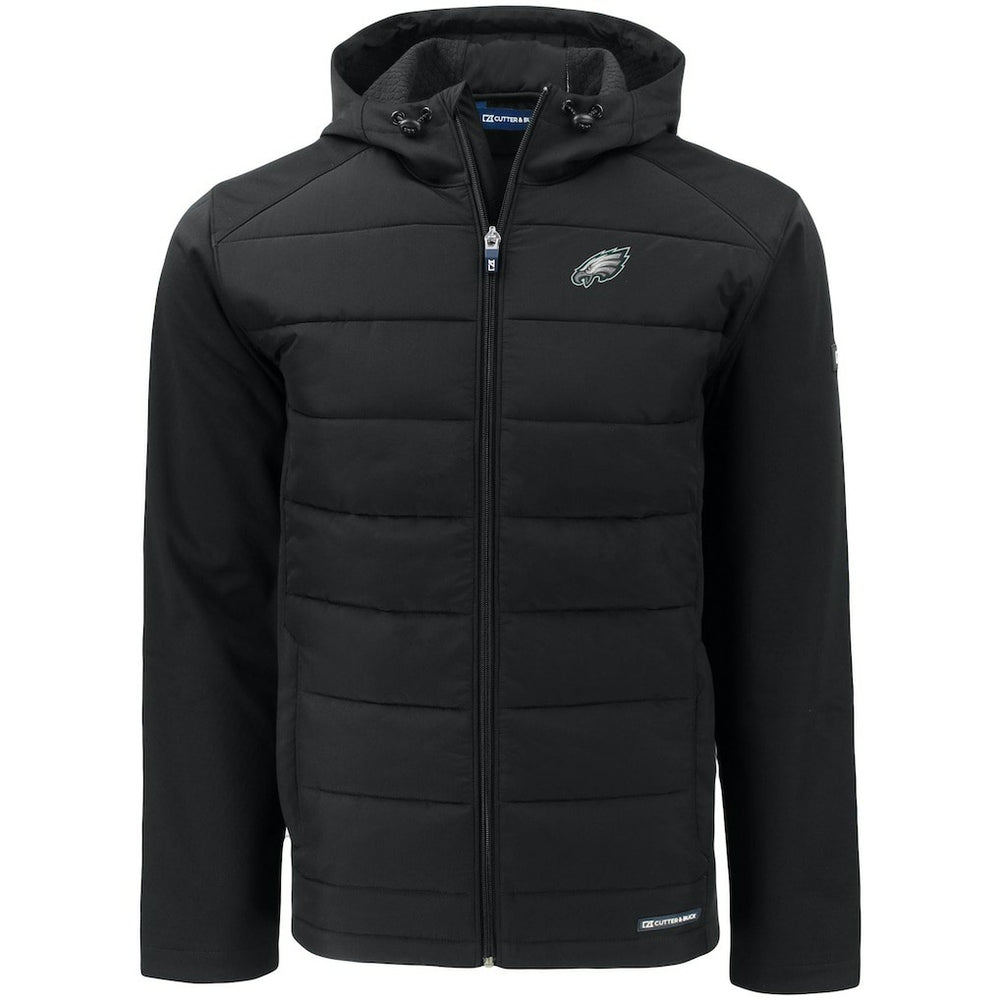 Philadelphia Eagles Cutter & Buck Evoke PrimaLoft Hybrid Eco Softshell Recycled Full-Zip Hooded Jacket - Black online