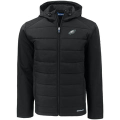 Philadelphia Eagles Cutter & Buck Evoke PrimaLoft Hybrid Eco Softshell Recycled Full-Zip Hooded Jacket - Black online