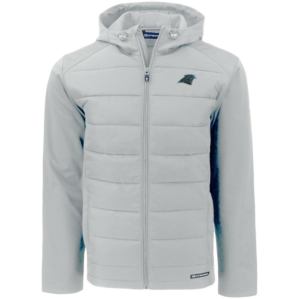 Carolina Panthers Cutter & Buck Evoke PrimaLoft Hybrid Eco Softshell Recycled Full-Zip Hooded Jacket - Gray online