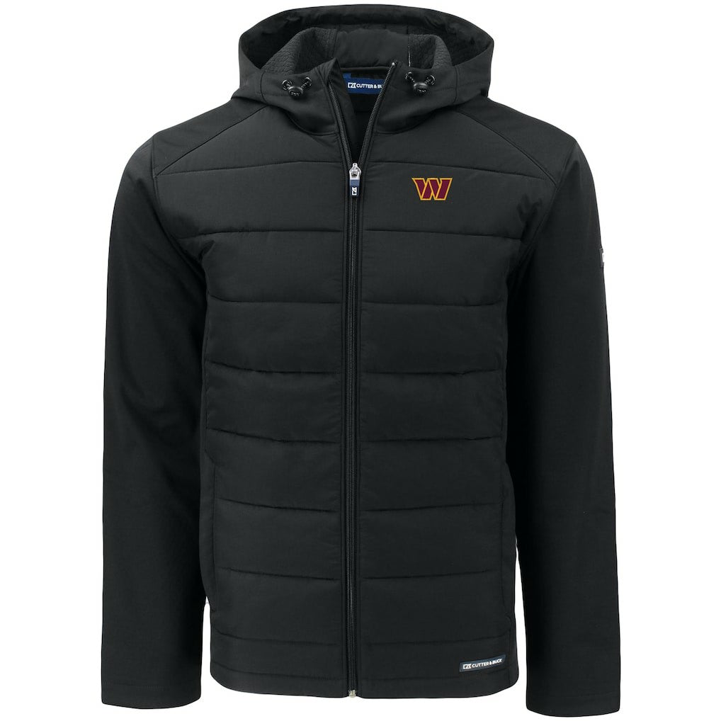 Washington Commanders Cutter & Buck Evoke PrimaLoft Hybrid Eco Softshell Recycled Full-Zip Hooded Jacket - Black discount