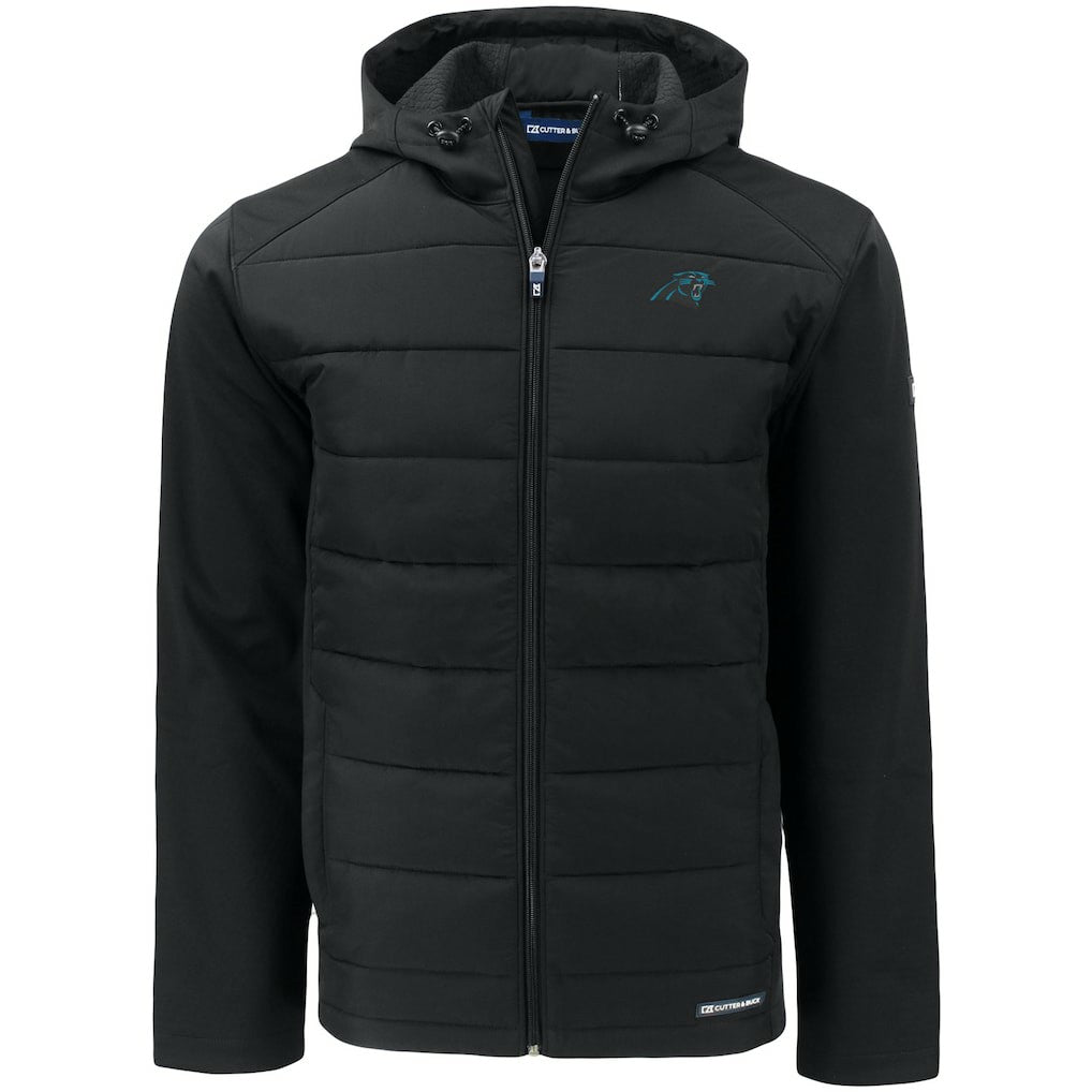 Carolina Panthers Cutter & Buck Evoke PrimaLoft Hybrid Eco Softshell Recycled Full-Zip Hooded Jacket - Black online
