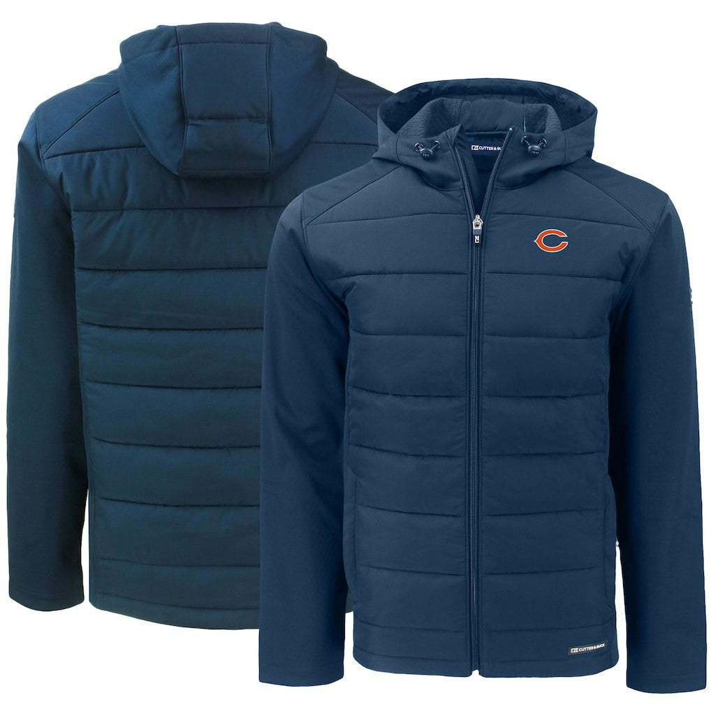 Chicago Bears Cutter & Buck Evoke PrimaLoft Hybrid Eco Softshell Recycled Full-Zip Hooded Jacket - Navy cheap