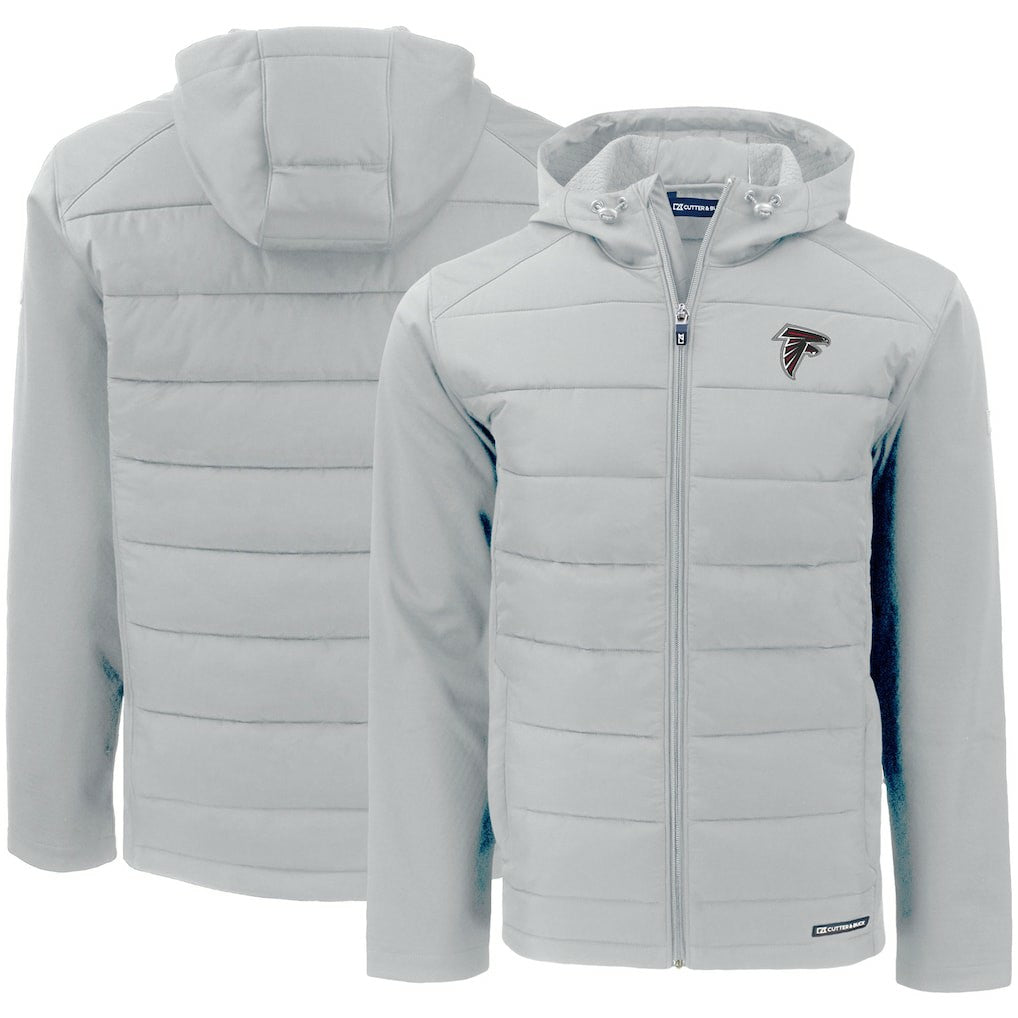 Atlanta Falcons Cutter & Buck Evoke PrimaLoft Hybrid Eco Softshell Recycled Full-Zip Hooded Jacket - Gray sale