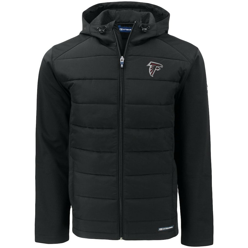 Atlanta Falcons Cutter & Buck Evoke PrimaLoft Hybrid Eco Softshell Recycled Full-Zip Hooded Jacket - Black sale