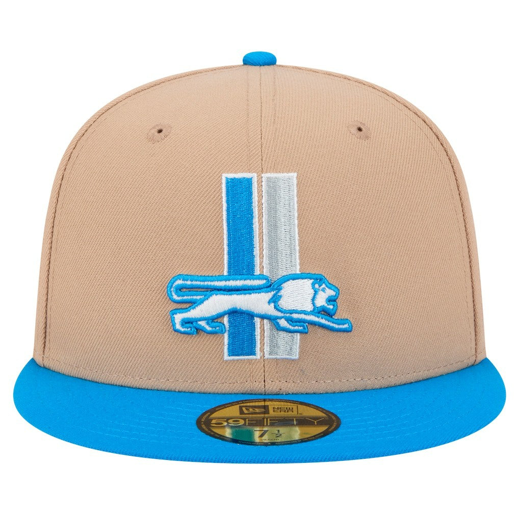 Detroit Lions New Era Throwback Logo Main 59FIFTY Fitted Hat - Tan for sale