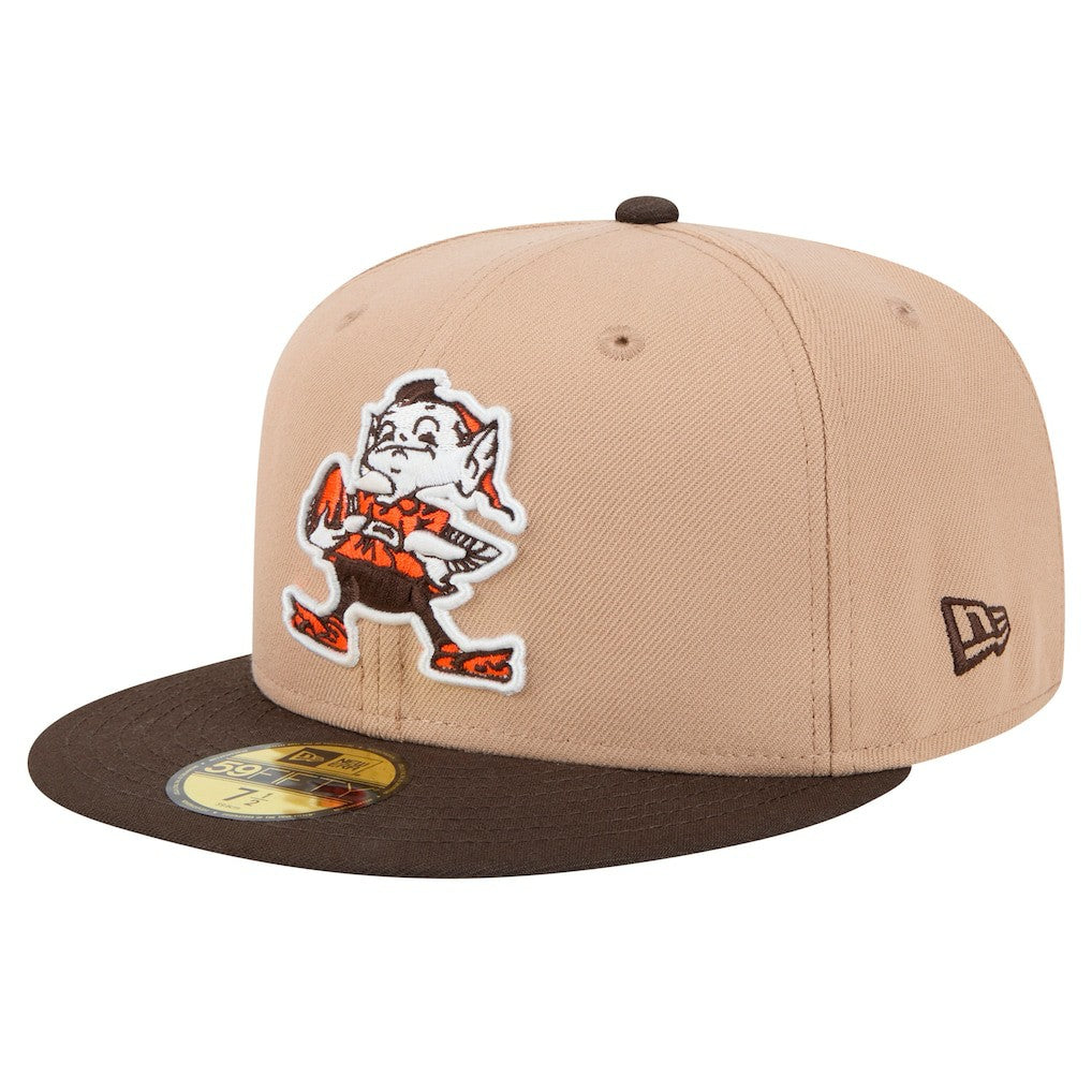 Cleveland Browns New Era Throwback Logo Main 59FIFTY Fitted Hat - Tan cheap