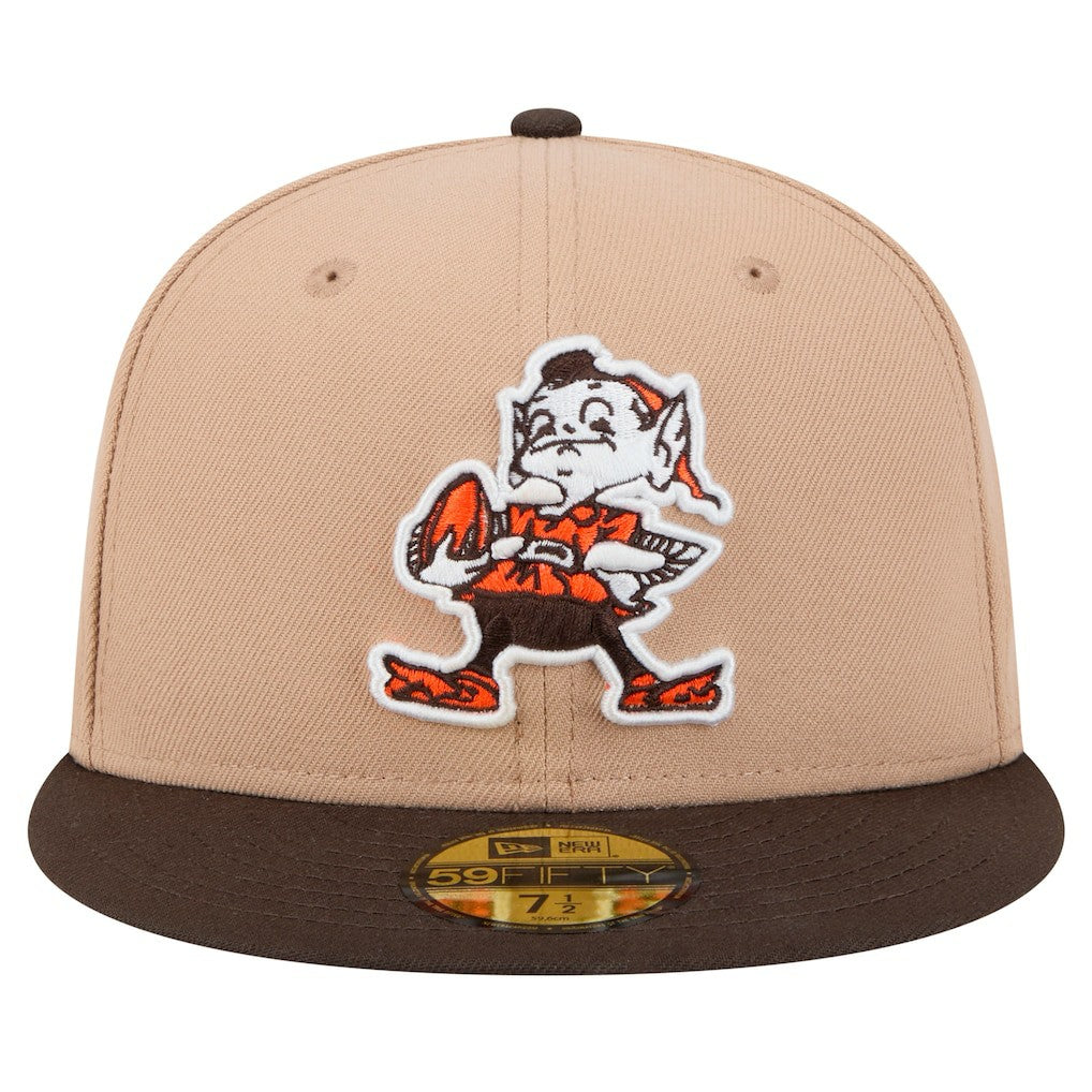 Cleveland Browns New Era Throwback Logo Main 59FIFTY Fitted Hat - Tan cheap
