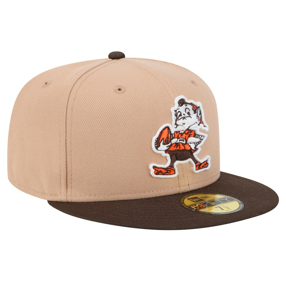 Cleveland Browns New Era Throwback Logo Main 59FIFTY Fitted Hat - Tan cheap