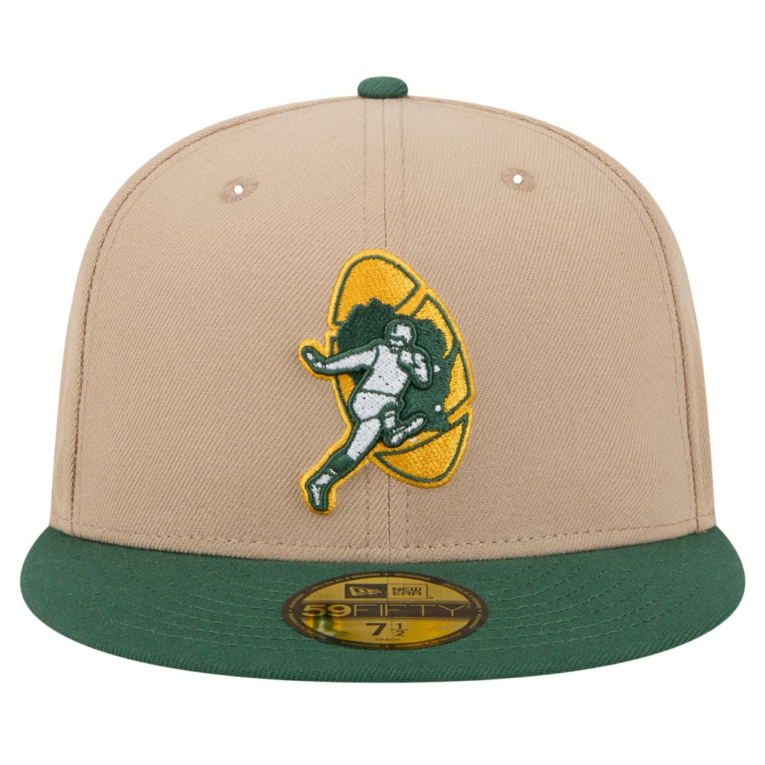 Green Bay Packers New Era Throwback Logo Main 59FIFTY Fitted Hat - Tan for sale