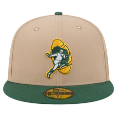 Green Bay Packers New Era Throwback Logo Main 59FIFTY Fitted Hat - Tan for sale