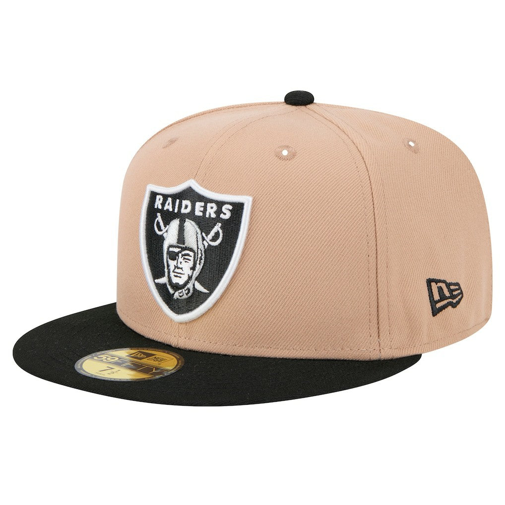 Las Vegas Raiders New Era Logo Main 59FIFTY Fitted Hat - Tan for sale