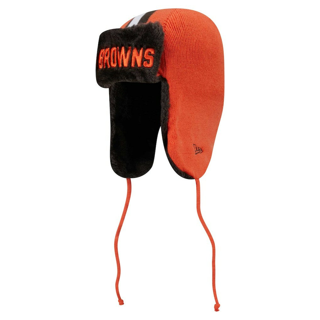 Cleveland Browns New Era Helmet Head Trapper Knit Hat - Orange outlet