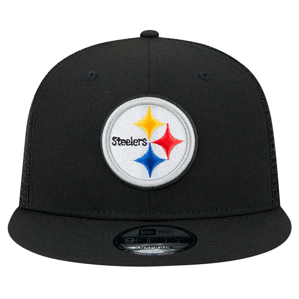 Pittsburgh Steelers New Era Main Trucker 9FIFTY Snapback Hat - Black for sale