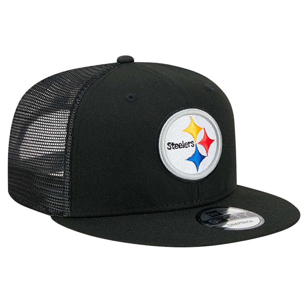 Pittsburgh Steelers New Era Main Trucker 9FIFTY Snapback Hat - Black for sale