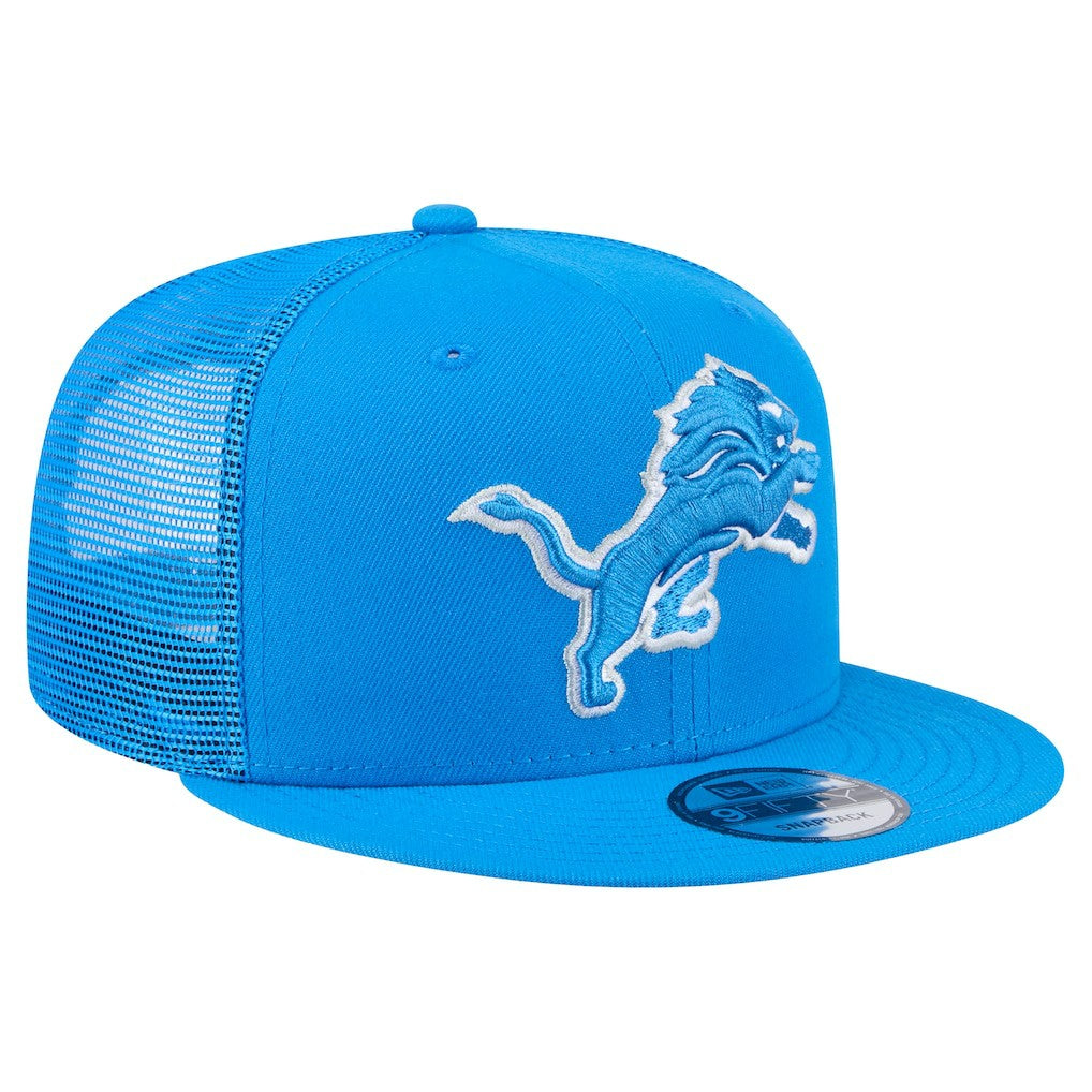 Detroit Lions New Era Main Trucker 9FIFTY Snapback Hat - Blue sale