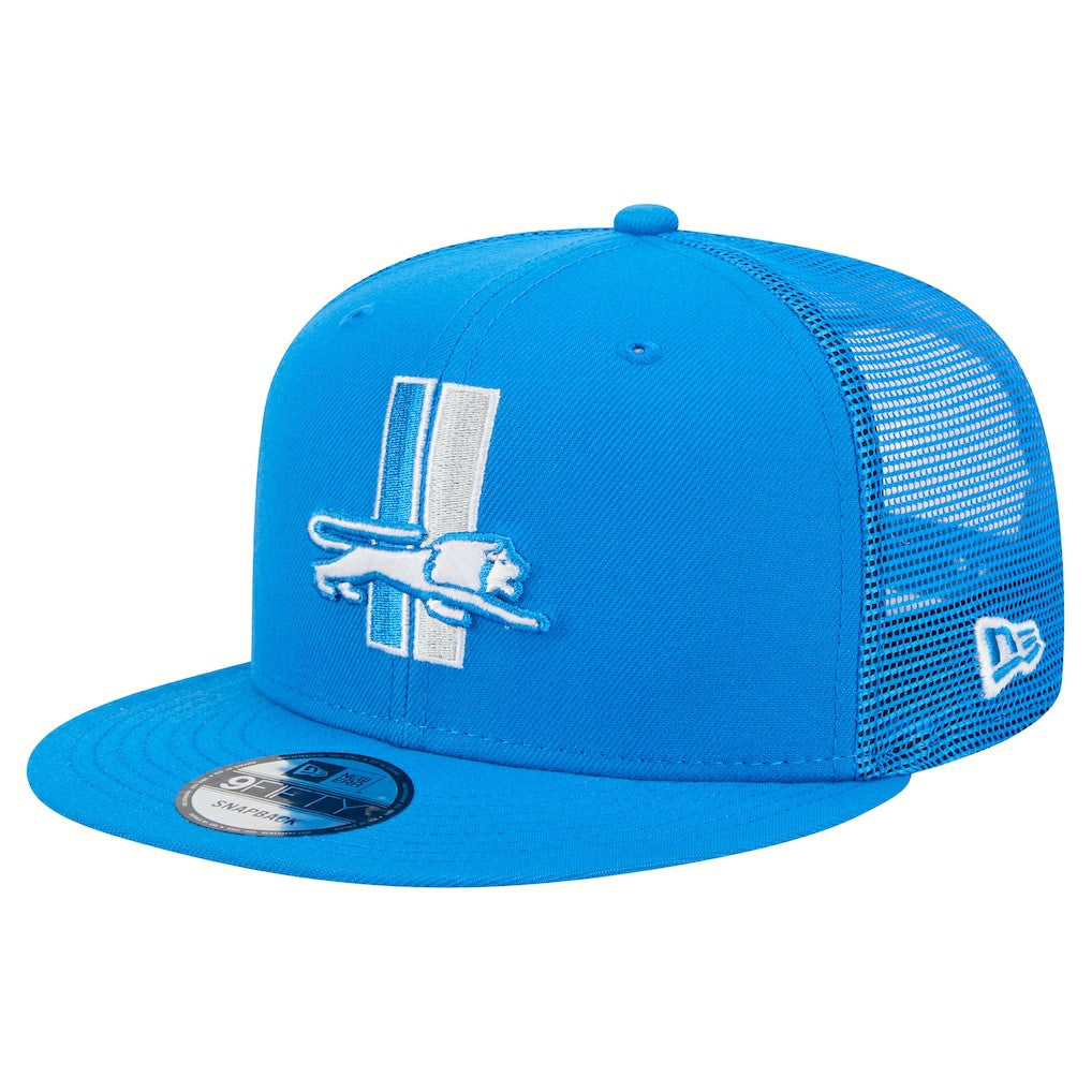 Detroit Lions New Era Throwback Main Trucker 9FIFTY Snapback Hat - Blue cheap