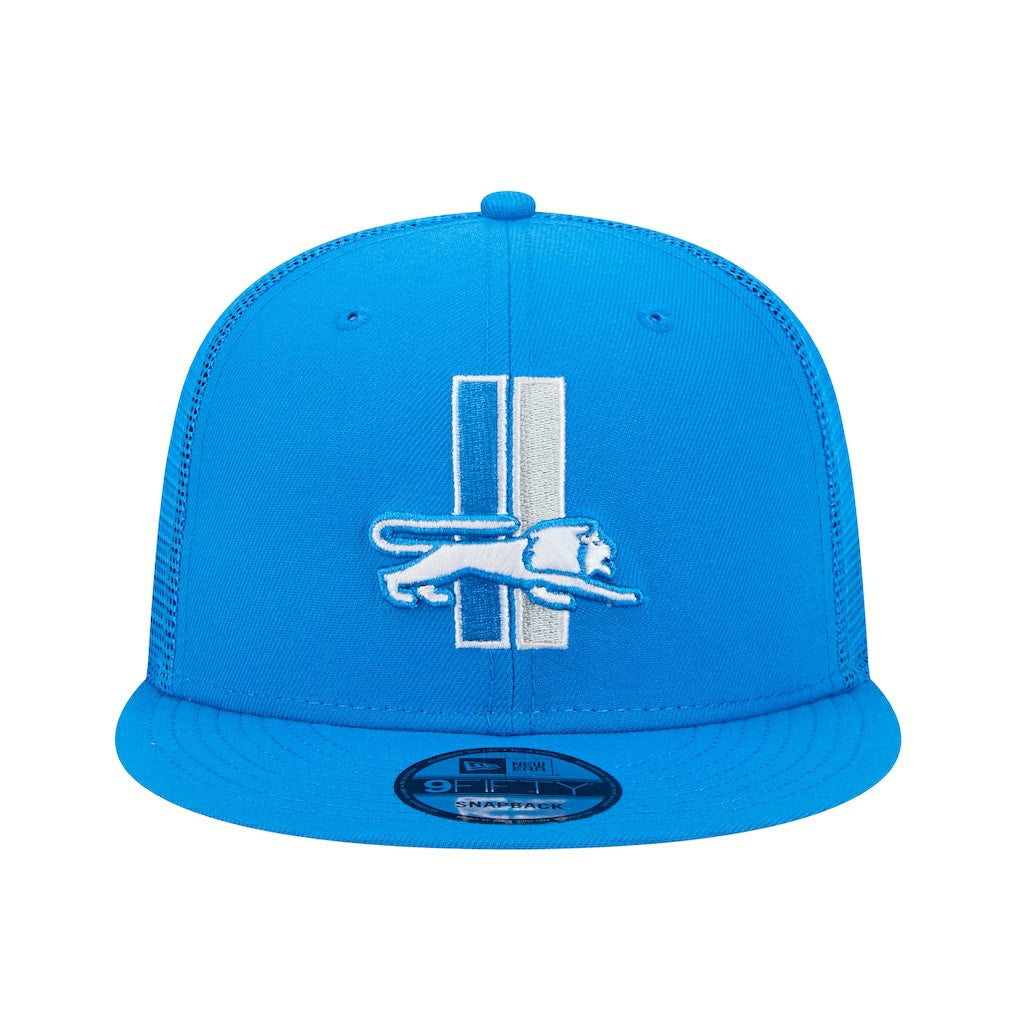 Detroit Lions New Era Throwback Main Trucker 9FIFTY Snapback Hat - Blue cheap