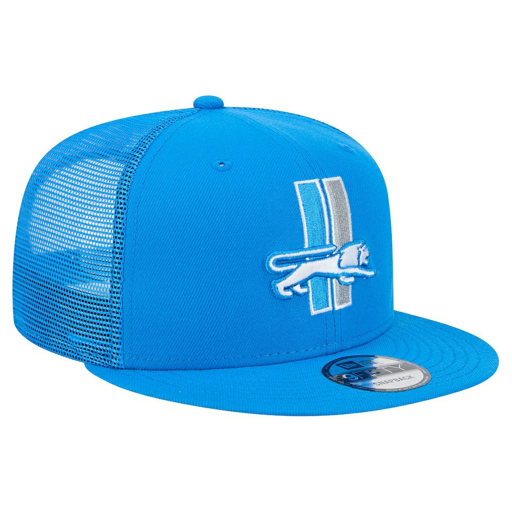 Detroit Lions New Era Throwback Main Trucker 9FIFTY Snapback Hat - Blue cheap