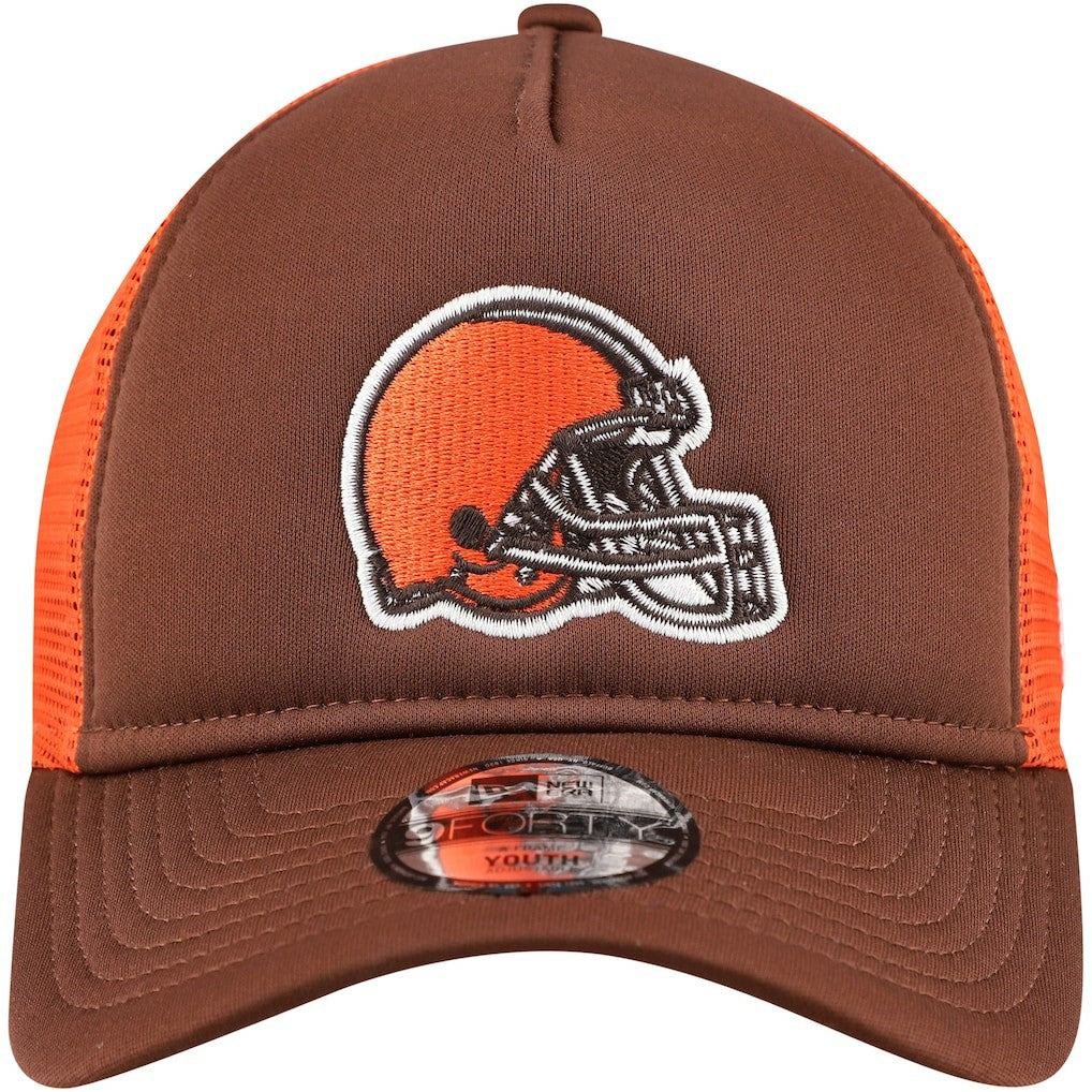 Cleveland Browns New Era Youth A-Frame 9FORTY Trucker Adjustable Hat - Brown sale