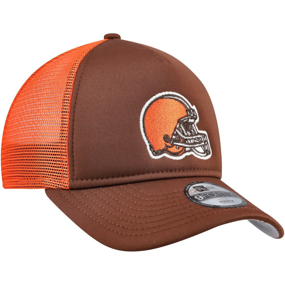 Cleveland Browns New Era Youth A-Frame 9FORTY Trucker Adjustable Hat - Brown sale