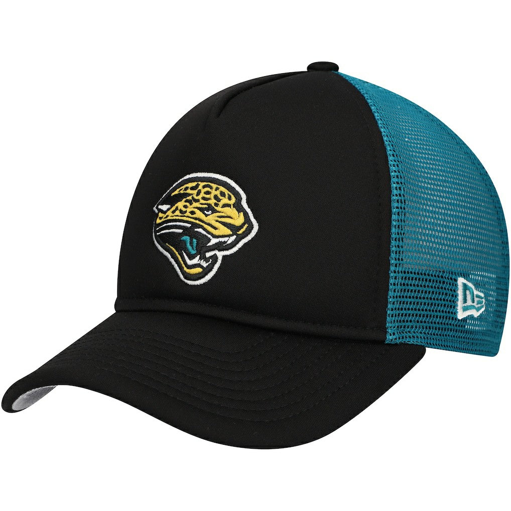 Jacksonville Jaguars New Era Youth A-Frame 9FORTY Trucker Adjustable Hat - Black discount