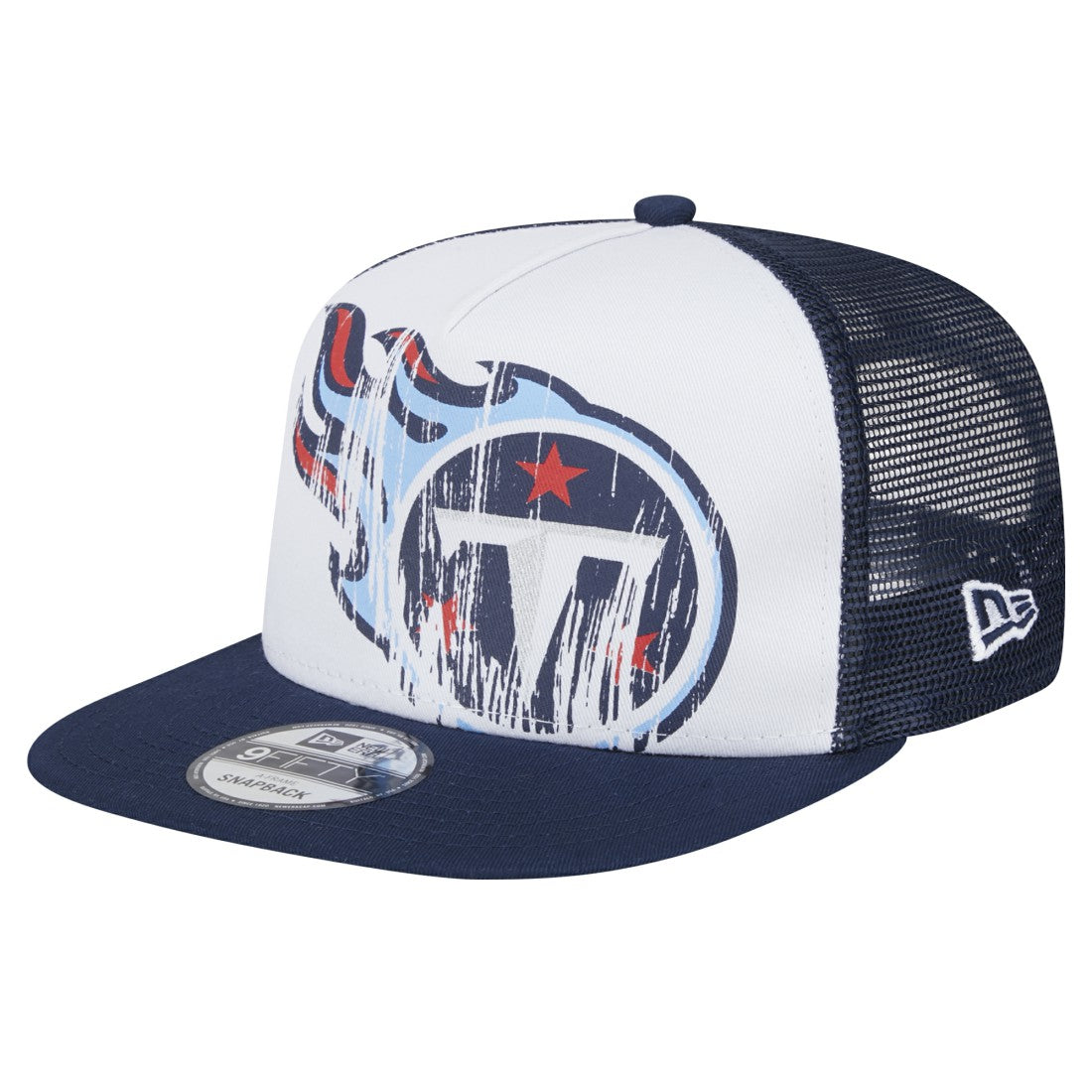 Tennessee Titans New Era Youth Distressed 9FIFTY A-Frame Snapback Hat - White/Navy sale