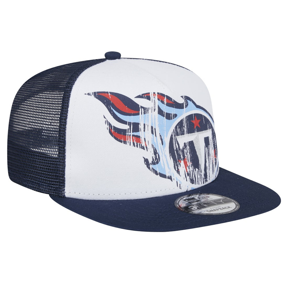 Tennessee Titans New Era Youth Distressed 9FIFTY A-Frame Snapback Hat - White/Navy sale