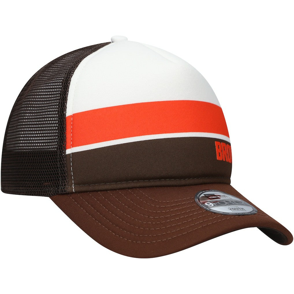 Cleveland Browns New Era Youth Sport Night Color Block 9FORTY A-Frame Trucker Adjustable Hat - Brown sale