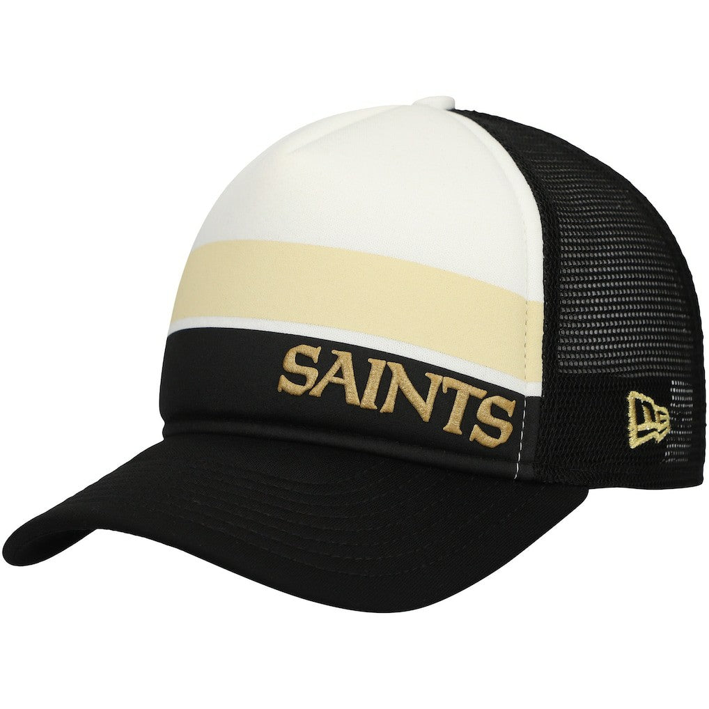 New Orleans Saints New Era Youth Sport Night Color Block 9FORTY A-Frame Trucker Adjustable Hat - Black discount