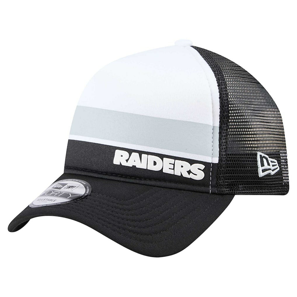 Las Vegas Raiders New Era Youth Sport Night Color Block 9FORTY A-Frame Trucker Adjustable Hat - Black for sale