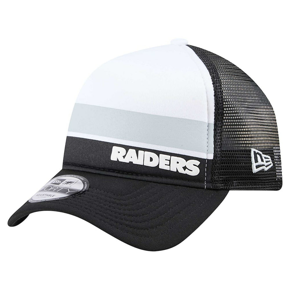 Las Vegas Raiders New Era Youth Sport Night Color Block 9FORTY A-Frame Trucker Adjustable Hat - Black for sale