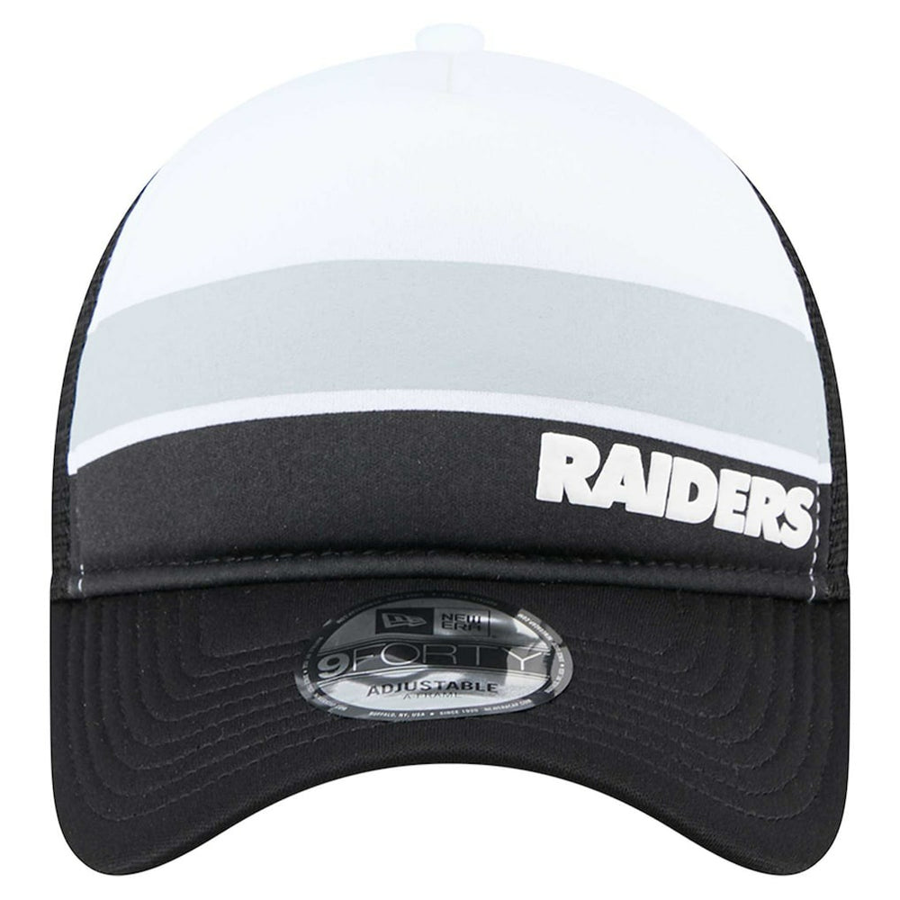 Las Vegas Raiders New Era Youth Sport Night Color Block 9FORTY A-Frame Trucker Adjustable Hat - Black for sale