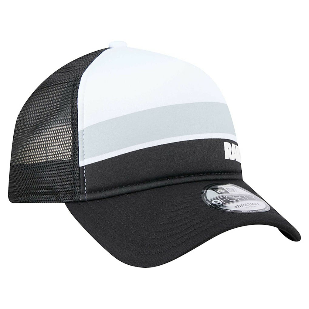 Las Vegas Raiders New Era Youth Sport Night Color Block 9FORTY A-Frame Trucker Adjustable Hat - Black for sale
