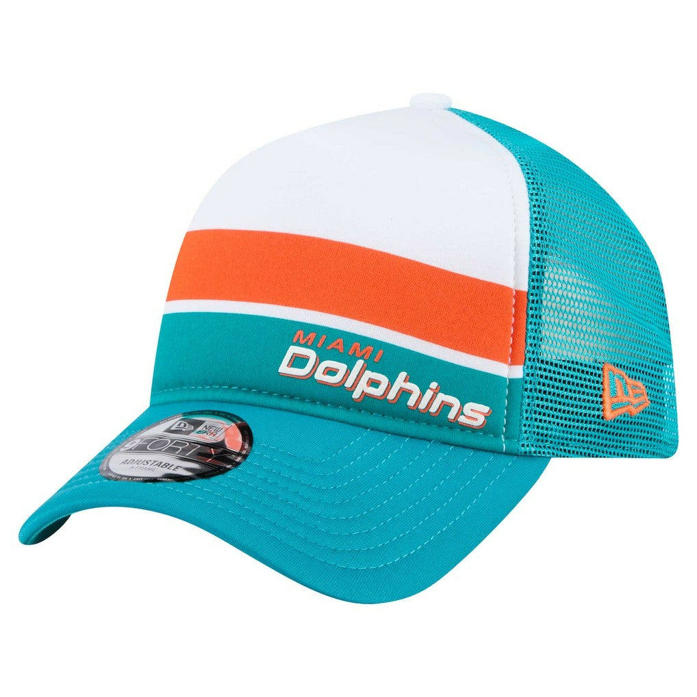 Miami Dolphins New Era Youth Sport Night Color Block 9FORTY A-Frame Trucker Adjustable Hat - Aqua discount