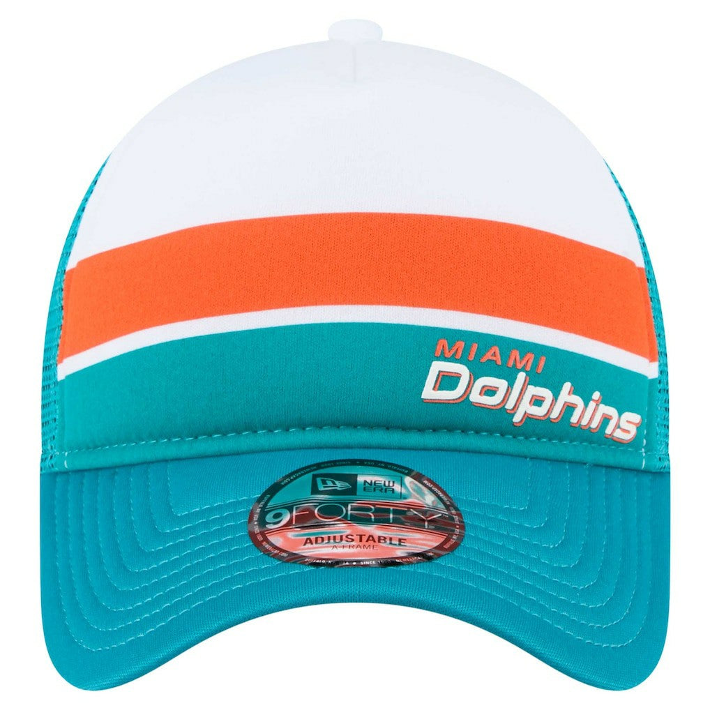 Miami Dolphins New Era Youth Sport Night Color Block 9FORTY A-Frame Trucker Adjustable Hat - Aqua discount