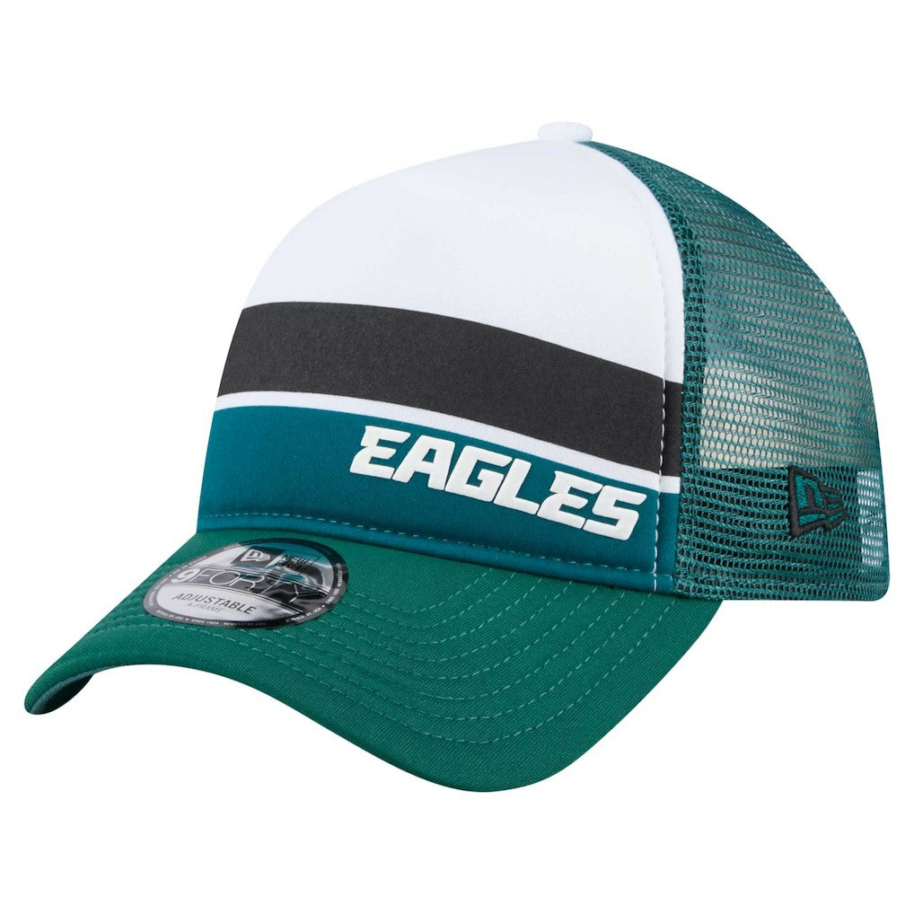 Philadelphia Eagles New Era Youth Sport Night Color Block 9FORTY A-Frame Trucker Adjustable Hat - Midnight Green outlet
