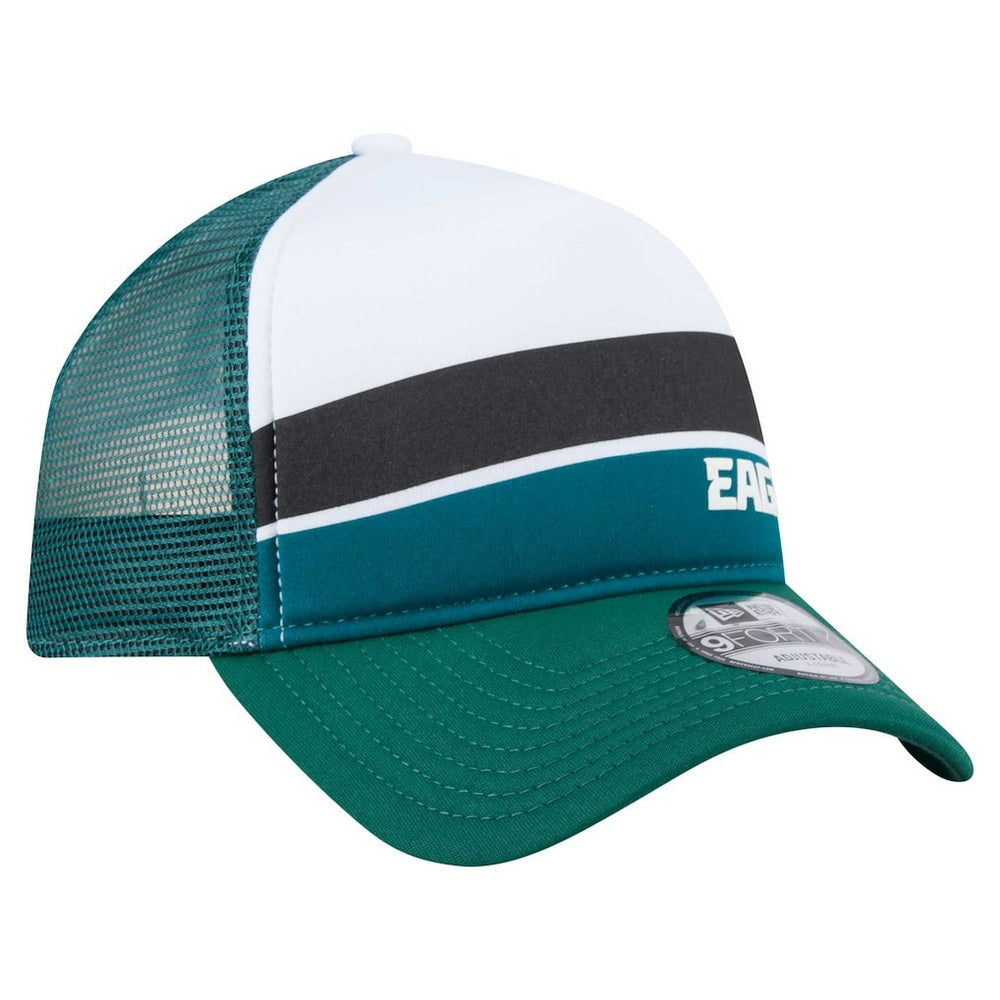 Philadelphia Eagles New Era Youth Sport Night Color Block 9FORTY A-Frame Trucker Adjustable Hat - Midnight Green outlet