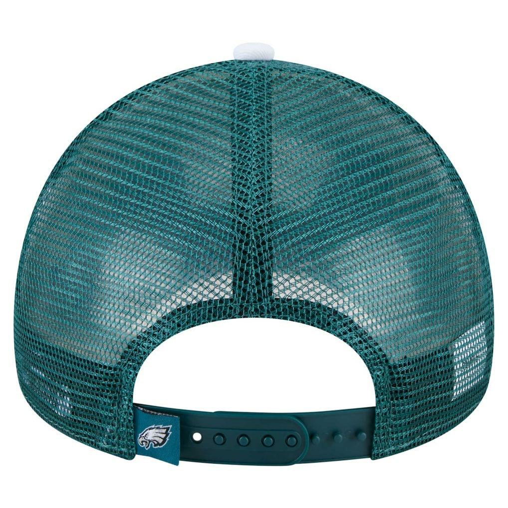 Philadelphia Eagles New Era Youth Sport Night Color Block 9FORTY A-Frame Trucker Adjustable Hat - Midnight Green outlet