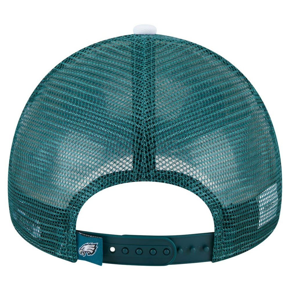 Philadelphia Eagles New Era Youth Sport Night Color Block 9FORTY A-Frame Trucker Adjustable Hat - Midnight Green outlet