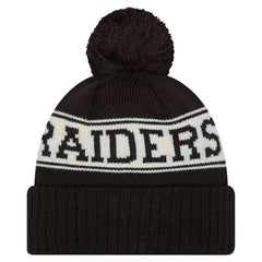 Las Vegas Raiders Youth New Era Retro Cuffed Knit Hat with Pom - Black discount