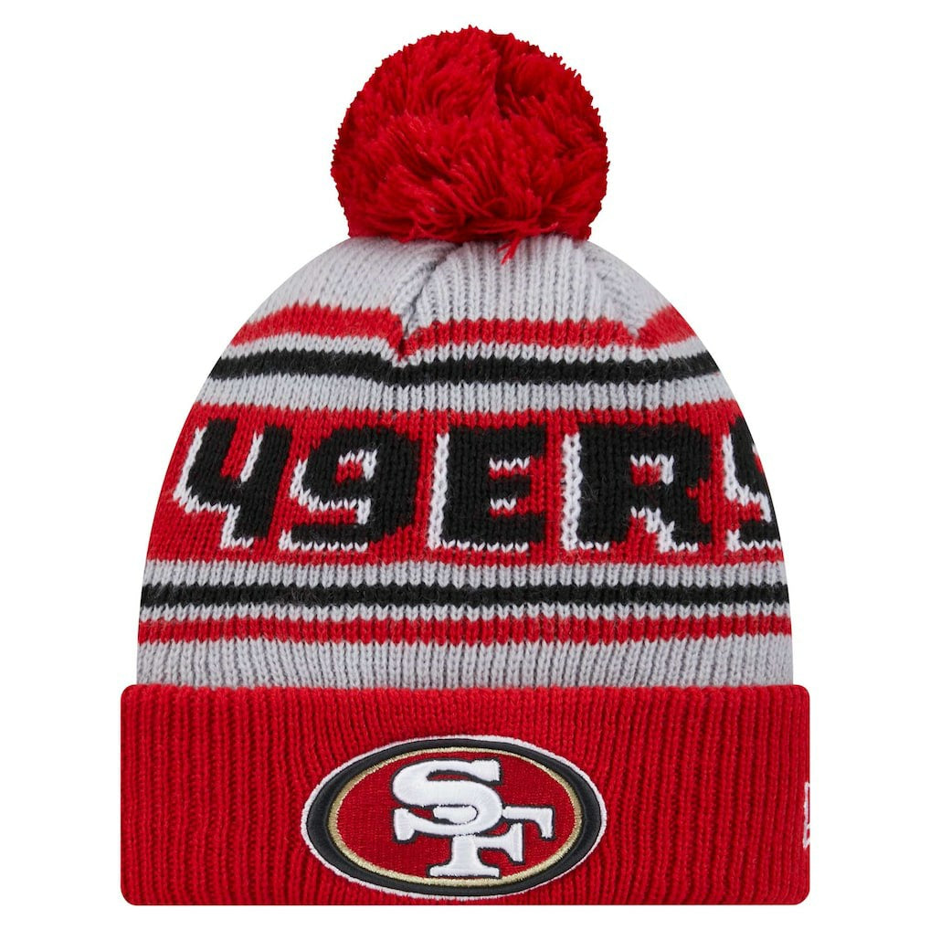 San Francisco 49ers New Era Youth Main Cuffed Knit Hat with Pom - Scarlet online