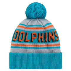 Miami Dolphins New Era Youth Main Cuffed Knit Hat with Pom - Aqua discount