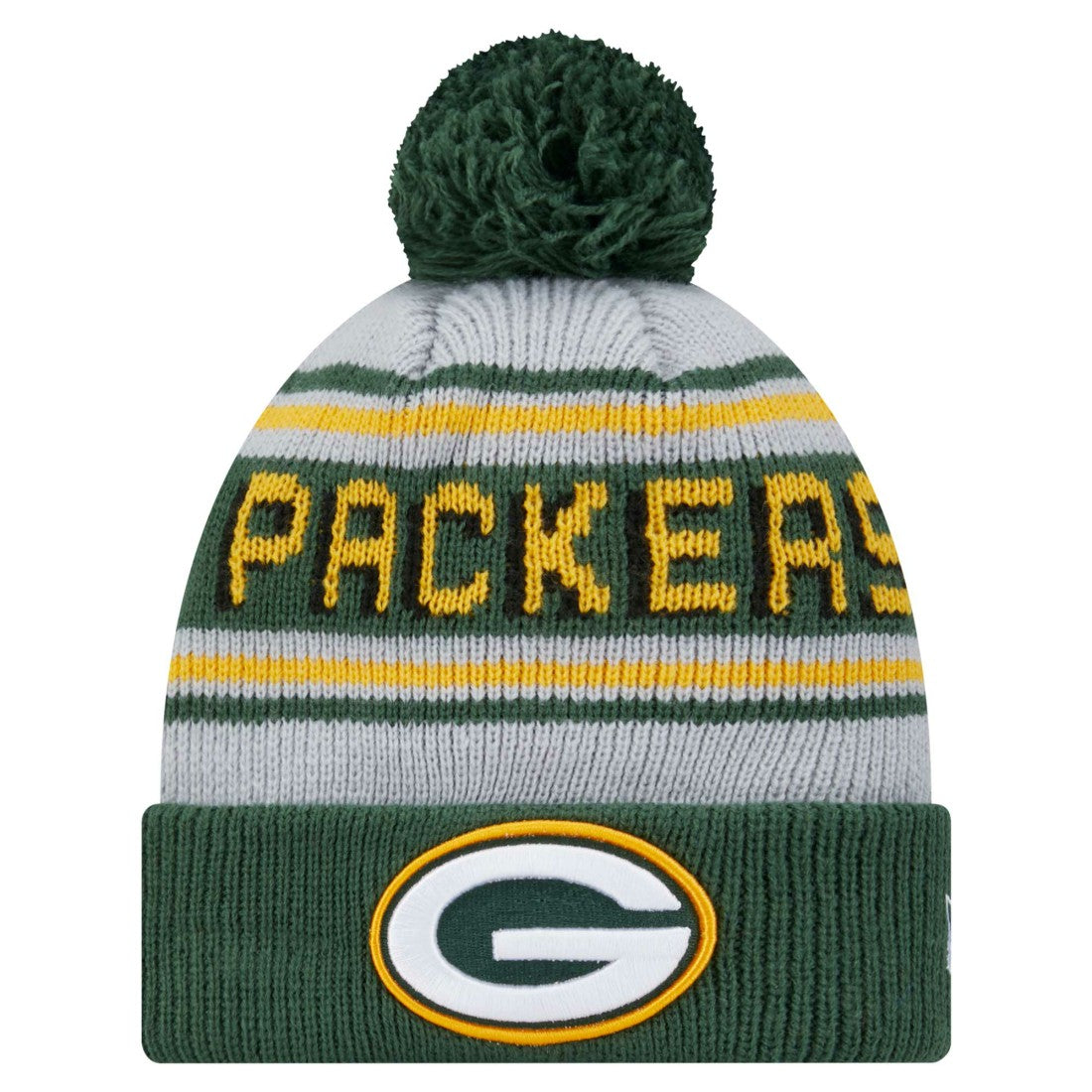 Green Bay Packers New Era Youth Main Cuffed Knit Hat with Pom - Green sale
