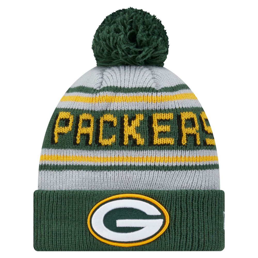Green Bay Packers New Era Youth Main Cuffed Knit Hat with Pom - Green sale