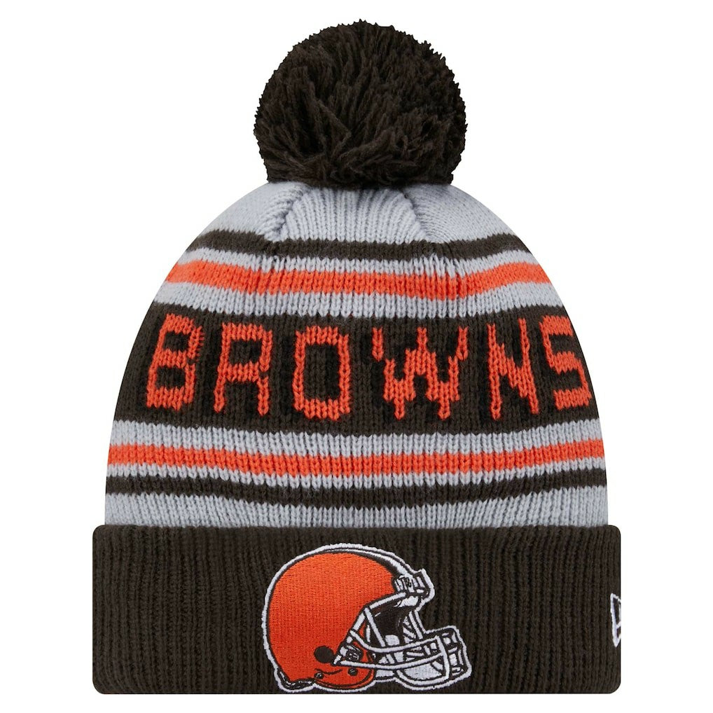 Cleveland Browns New Era Youth Main Cuffed Knit Hat with Pom - Brown cheap