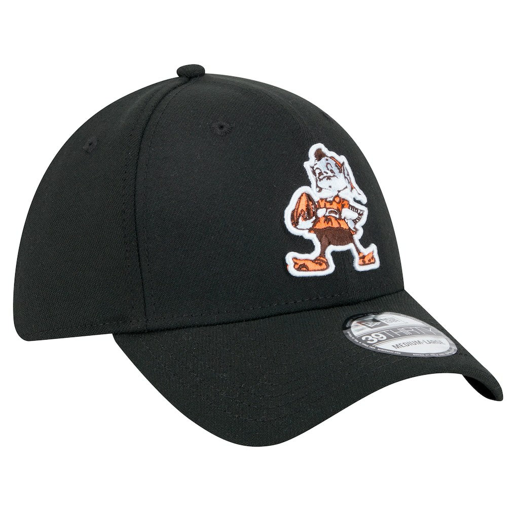 Cleveland Browns New Era Throwback Main 39THIRTY Flex Hat - Black discount