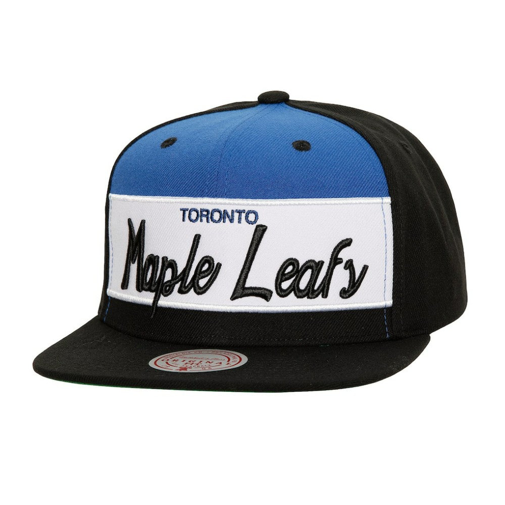 Toronto Maple Leafs Mitchell & Ness Retro Script Colorblock Snapback Hat Black